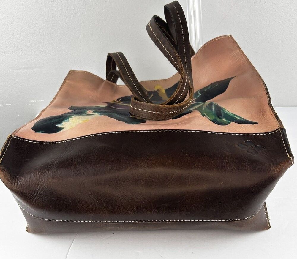 PATRICIA NASH Toscano Winter Bloom Leather Tote Bag Brown And Pink Floral Purse - Picture 6 of 15